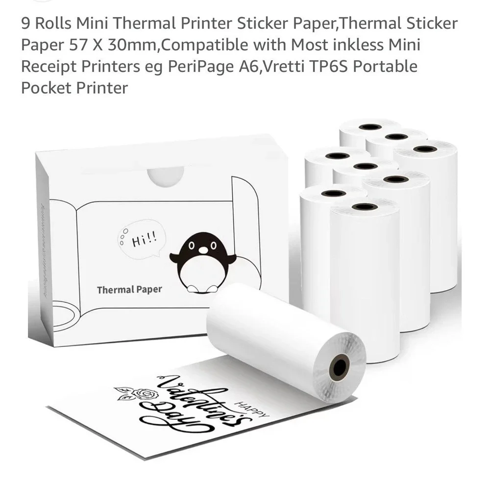 New 18 Rolls Mini Thermal Printer Sticker Paper 57 X 30mm Self Adhesive Labels N
